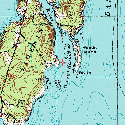 Topographic Map of Ocean Harbor, ME