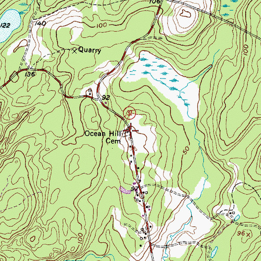 Topographic Map of Ocean Hill Cemetery, ME