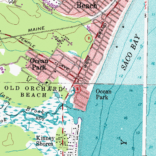 Topographic Map of Ocean Park, ME
