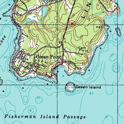 Topographic Map of Ocean Point, ME