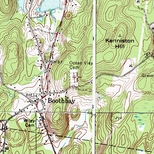 Topographic Map of Ocean View Cemetery, ME