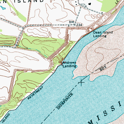 Topographic Map of Andrews Landing, AR