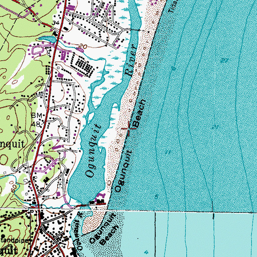 Topographic Map of Ogunquit Beach, ME