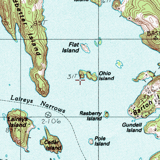Topographic Map of Ohio Island, ME