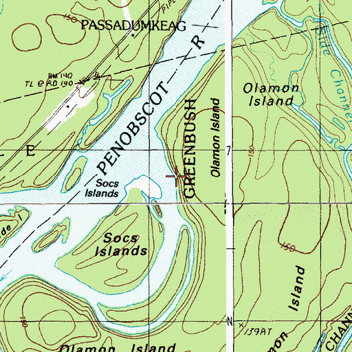 Topographic Map of Olamon Island, ME