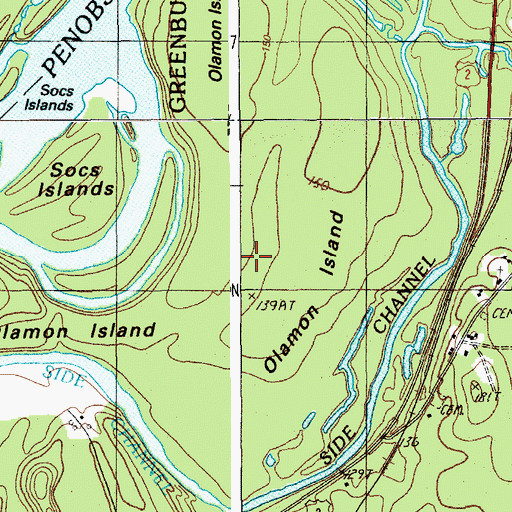 Topographic Map of Olamon Island, ME