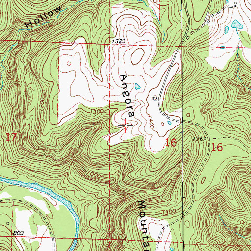Topographic Map of Angora Mountain, AR