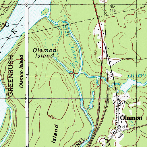 Topographic Map of Olamon Stream, ME