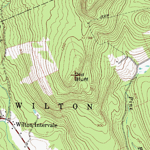 Topographic Map of Old Bluff, ME