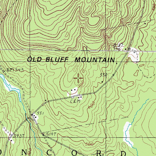 Topographic Map of Old Bluff Mountain, ME