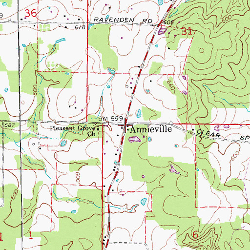Topographic Map of Annieville, AR
