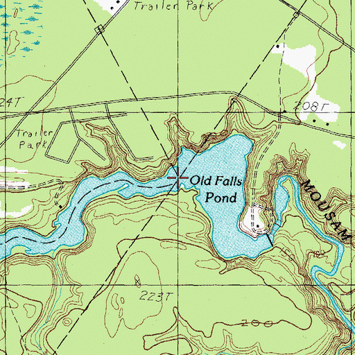 Topographic Map of Old Falls Pond, ME