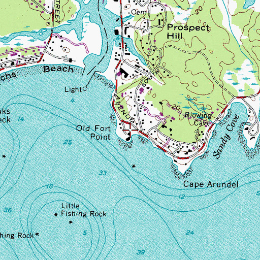 Topographic Map of Old Fort Point, ME