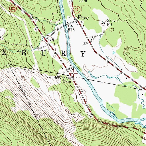 Topographic Map of Old Frye Cemetery, ME