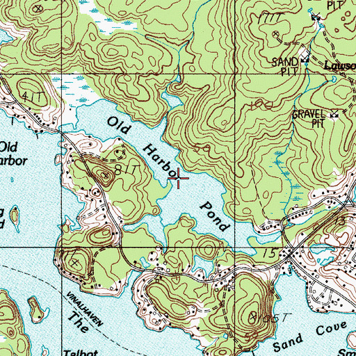 Topographic Map of Old Harbor Pond, ME