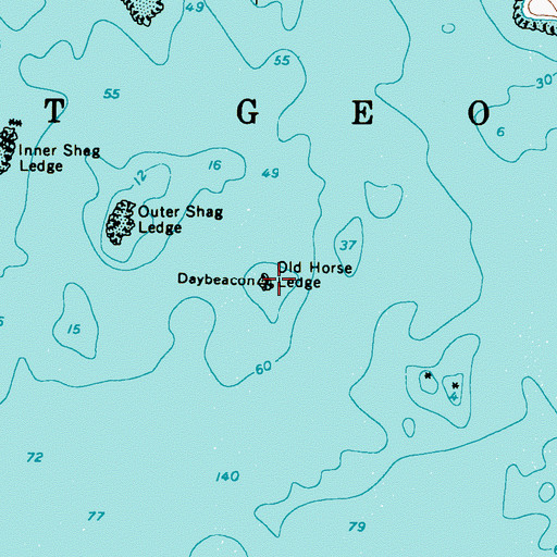 Topographic Map of Old Horse Ledge, ME