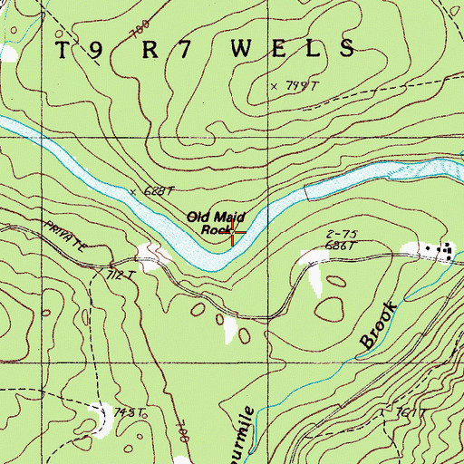 Topographic Map of Old Maid Rock, ME