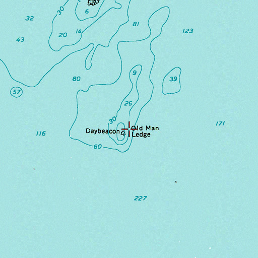 Topographic Map of Old Man Ledge, ME