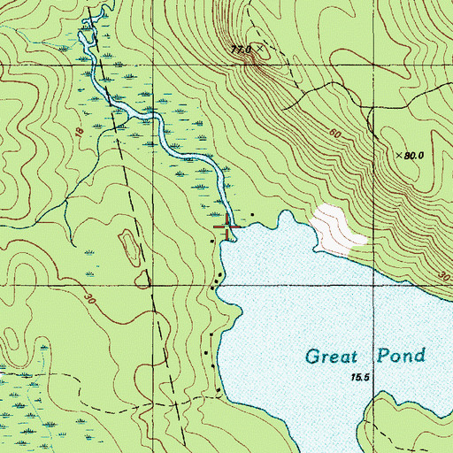 Topographic Map of Old Meadow Brook, ME