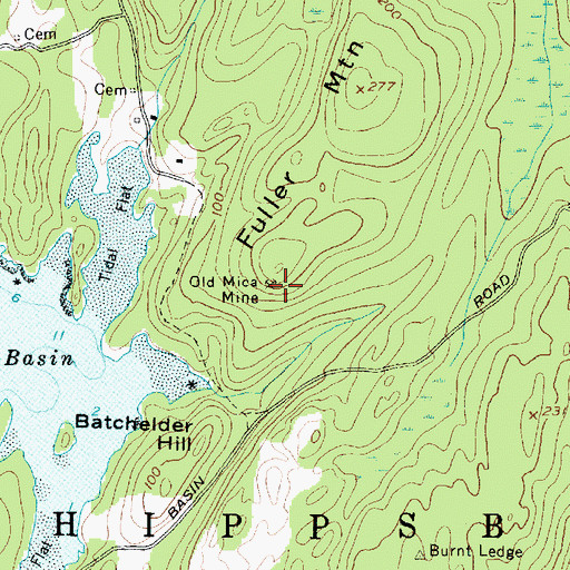 Topographic Map of Old Mica Mine, ME