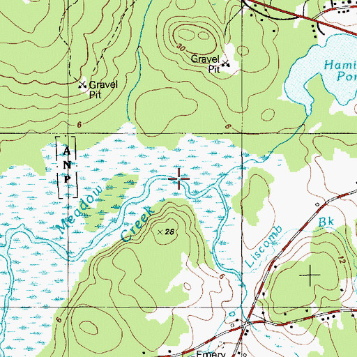 Topographic Map of Old Mill Brook, ME