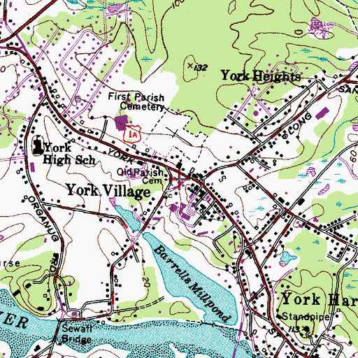 Topographic Map of Old Parish Cemetery, ME