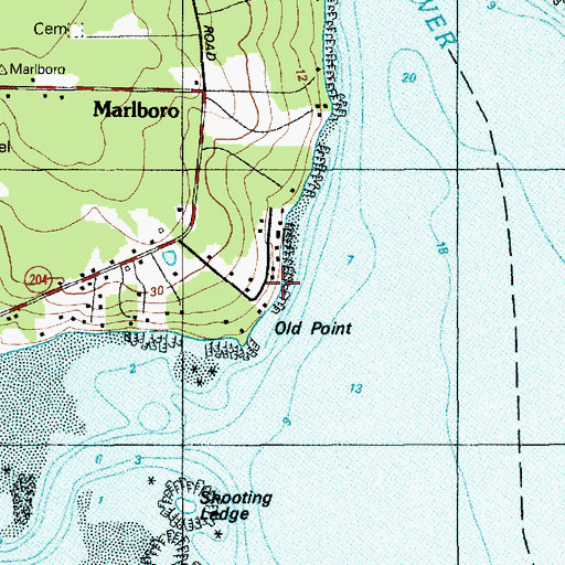 Topographic Map of Old Point, ME