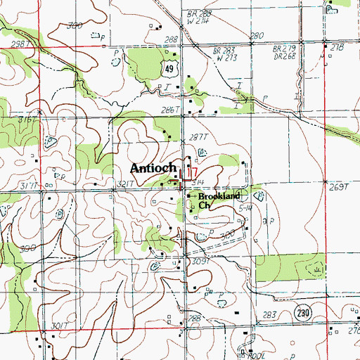 Topographic Map of Antioch, AR