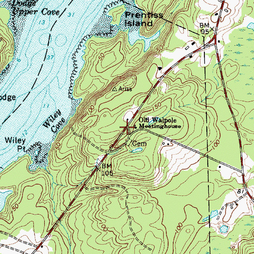 Topographic Map of Old Walpole Meetinghouse, ME
