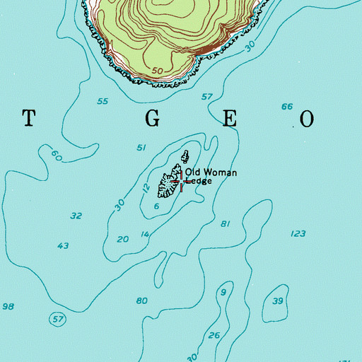 Topographic Map of Old Woman Ledge, ME