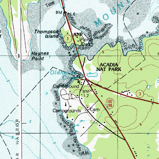 Topographic Map of Oldhouse Cove, ME