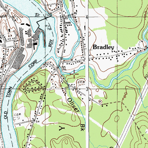 Topographic Map of Oliver Brook, ME