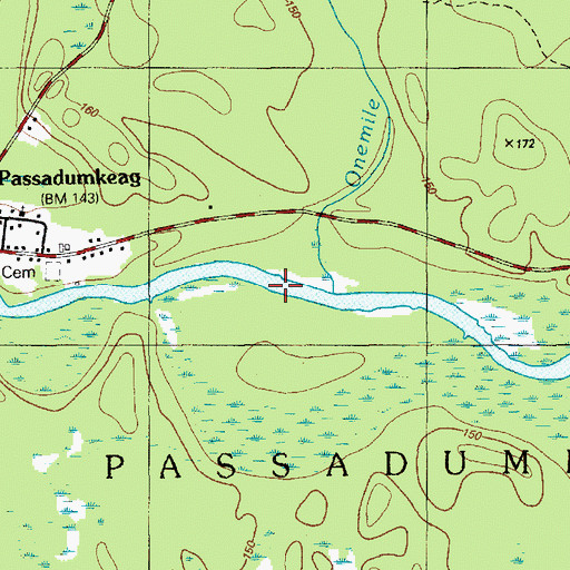 Topographic Map of Onemile Brook, ME