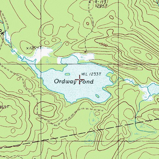 Topographic Map of Ordway Pond, ME