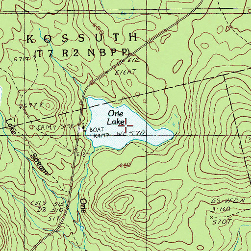 Topographic Map of Orie Lake, ME