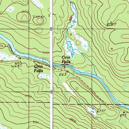 Topographic Map of Orin Falls, ME
