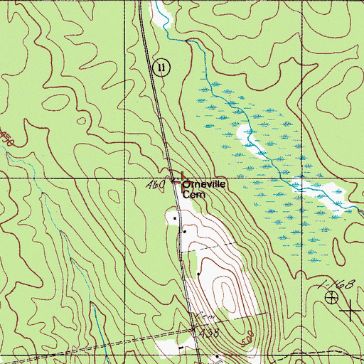Topographic Map of Orneville Cemetery, ME