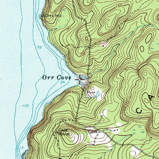 Topographic Map of Orr Cove, ME