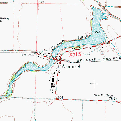Topographic Map of Armorel, AR