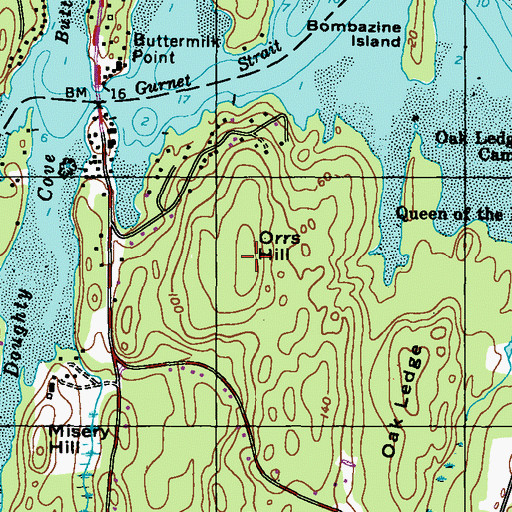 Topographic Map of Orrs Hill, ME
