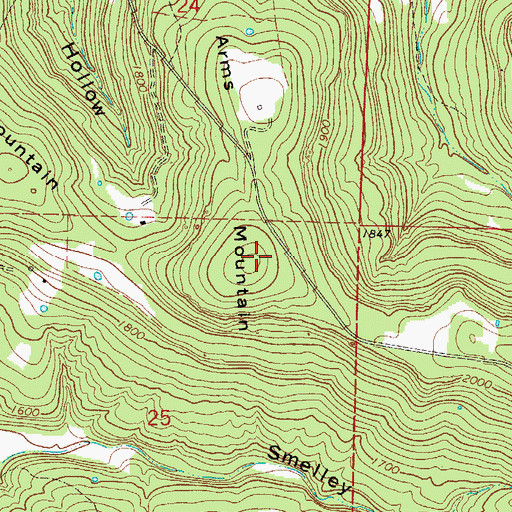 Topographic Map of Arms Mountain, AR
