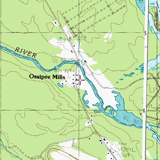 Topographic Map of Ossipee Mills, ME