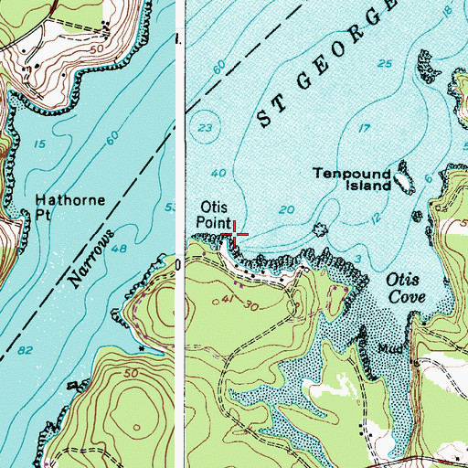 Topographic Map of Otis Point, ME