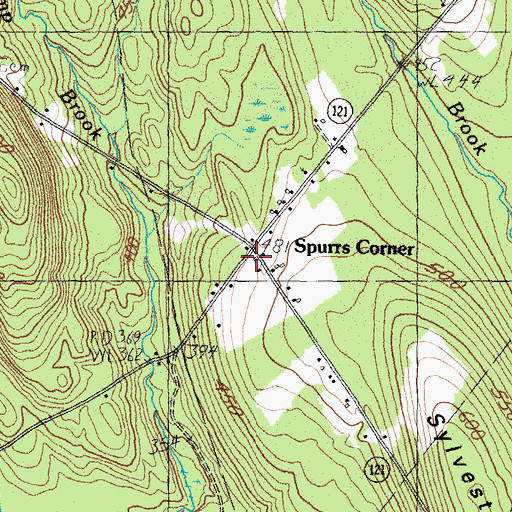 Topographic Map of Spurrs Corner, ME