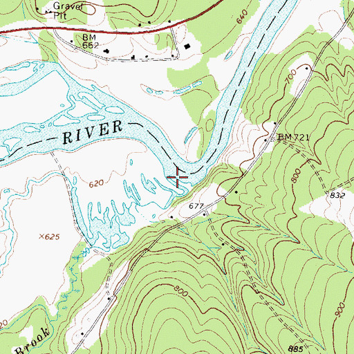 Topographic Map of Otter Brook, ME