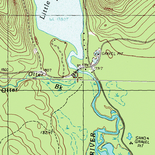 Topographic Map of Otter Brook, ME