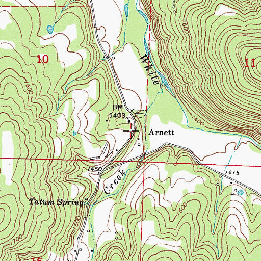 Topographic Map of Arnett, AR