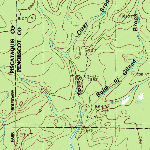 Topographic Map of Otter Brook, ME