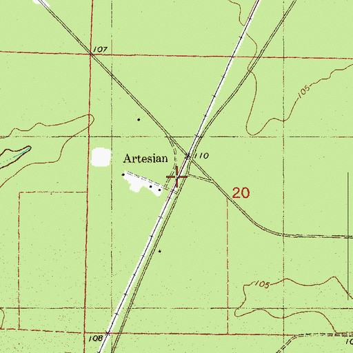Topographic Map of Artesian, AR