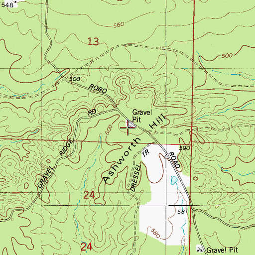 Topographic Map of Ashworth Hill, AR
